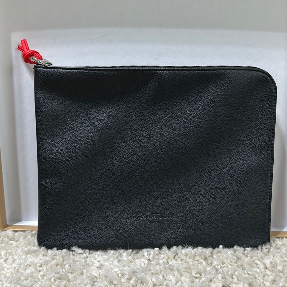 Salvatore Ferragamo Black Leather Pouch NEW